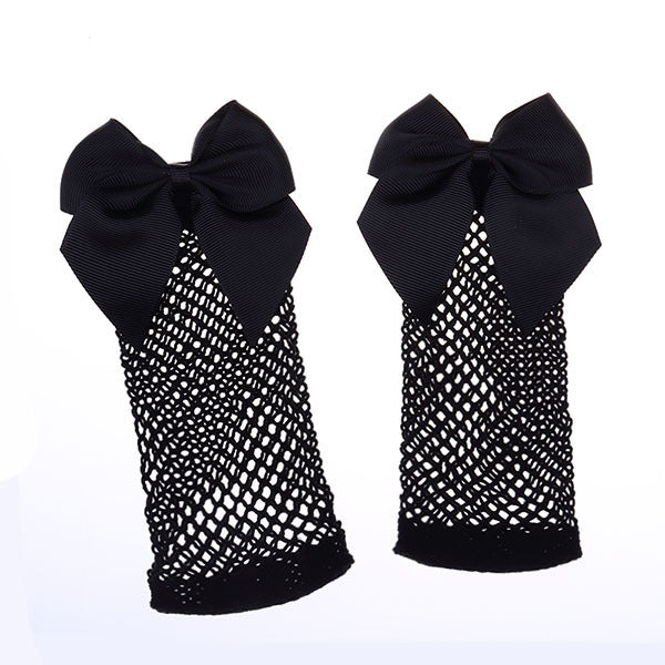 Female Lace-up Bow Fishnet Socks