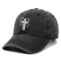 Cross Embroidered Baseball Cap Worn Looking Washed-out