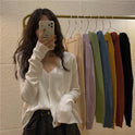 Women's Autumn V-neck Loose Thin Knit Jacket