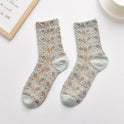 Korean Version Small Fragrant Wind Wrinkle Small Flower Pile Socks