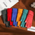 Female winter gloves touch screen five fingers