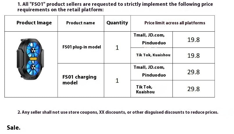 FS01 Twin Fan Air-cooled Charging Mobile Phone Radiator