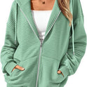 Women's Long-sleeved Sports Fashion Zipper Hooded Sweatshirt Top