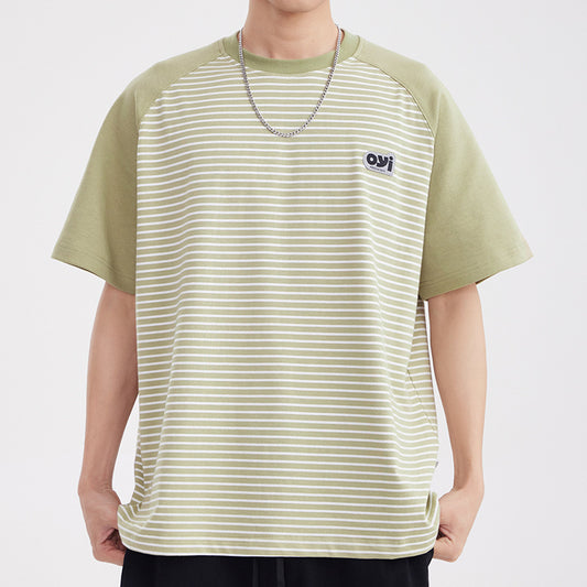 Striped Color Matching Short-sleeved T-shirt For Men