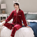 Double-sided island velvet couple pajamas