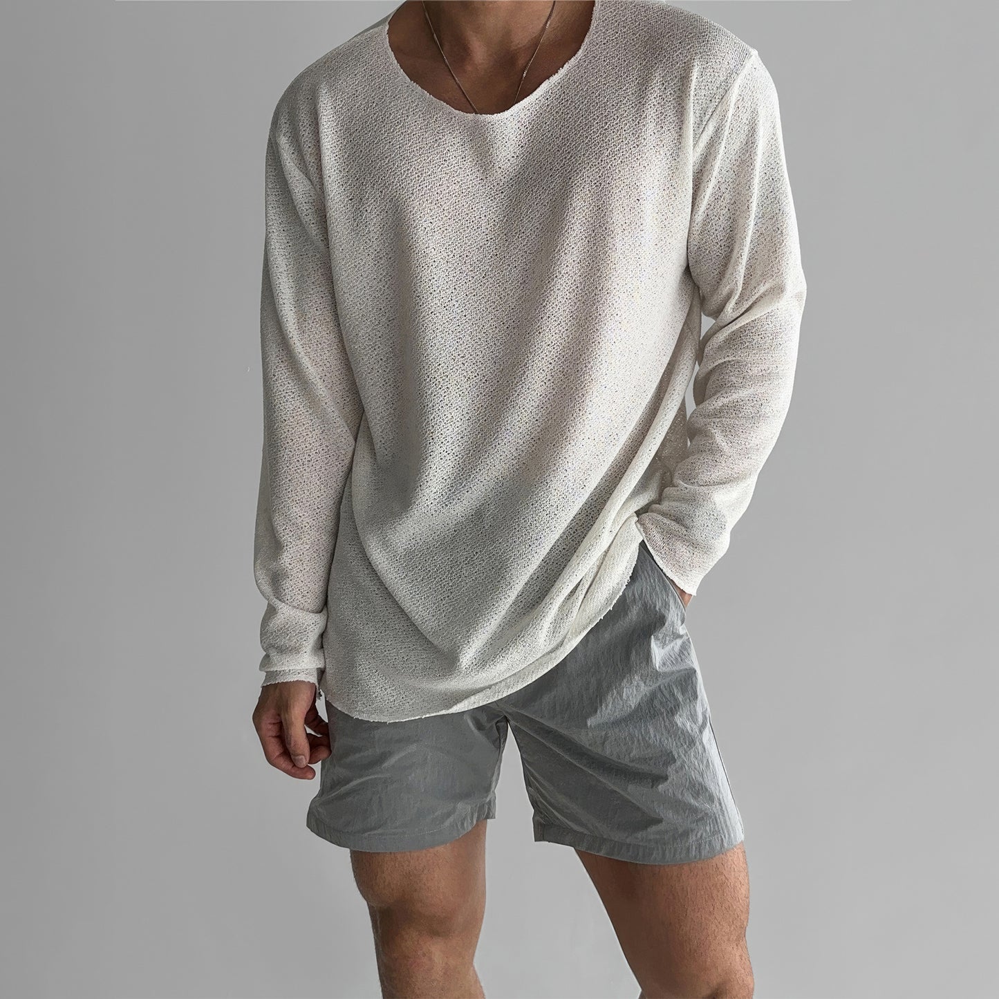 Men's Lightweight Breathable Long Sleeves Knitted T-shirt