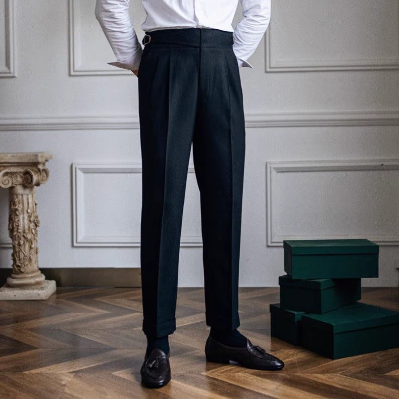 Spring And Autumn Men's High Waist Straight Retro Easy Matching Casual Suit Pants