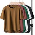 Men's New Solid Color Round Neck Loose Top T-shirt With Short Sleeves