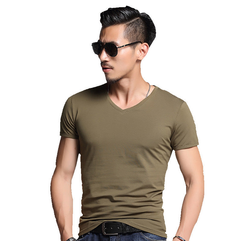 Men's solid color blank T-shirt