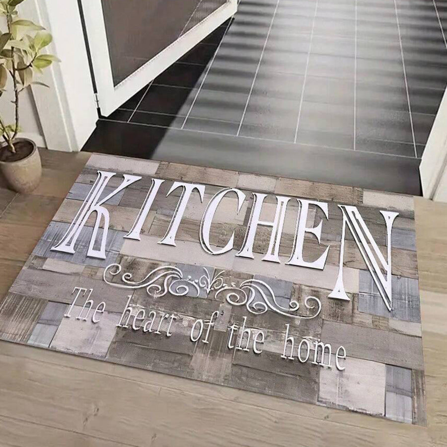 Crystal Velvet Gray Wood Grain Kitchen Door Mat