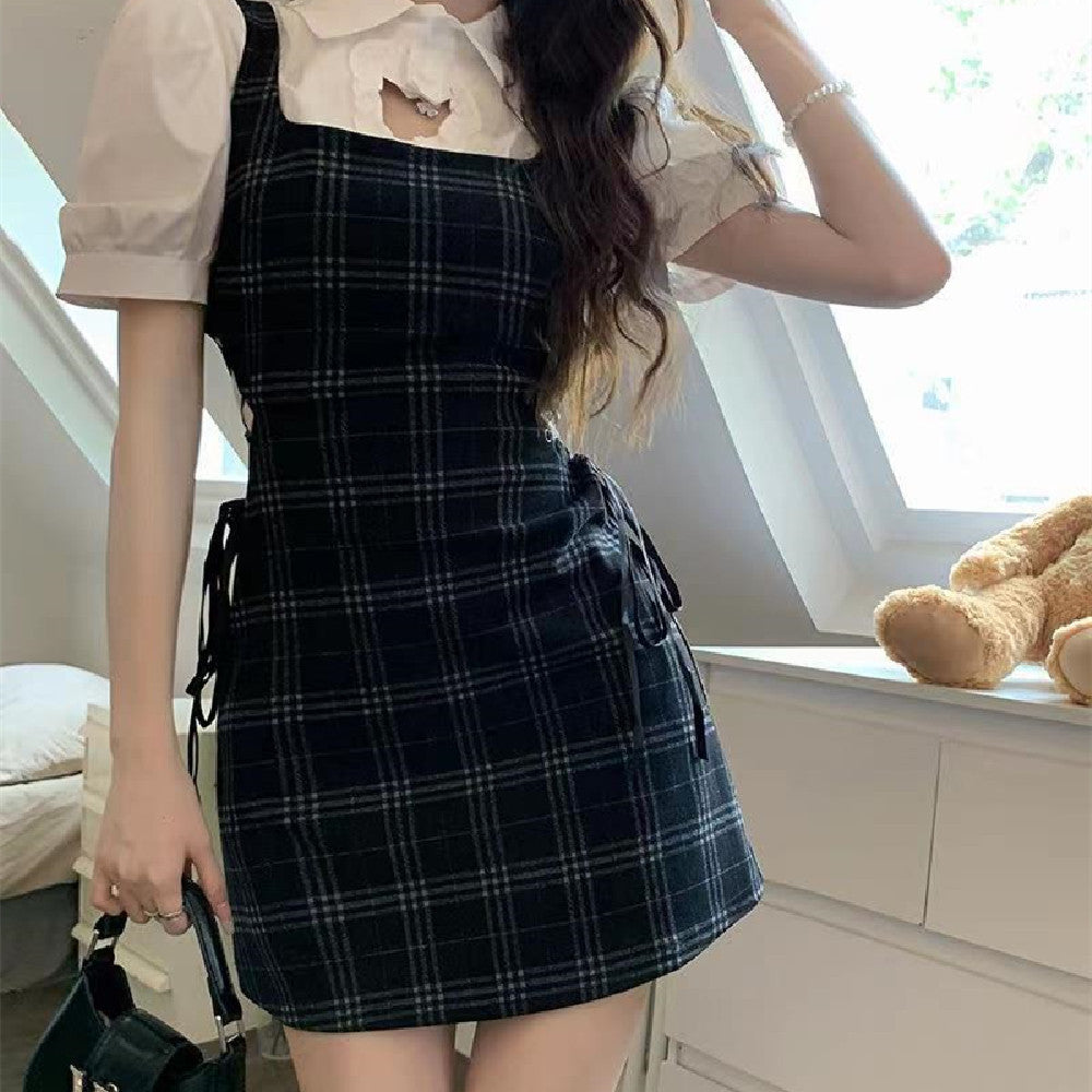 Fashion Suspender Skirt Shirt Outfit