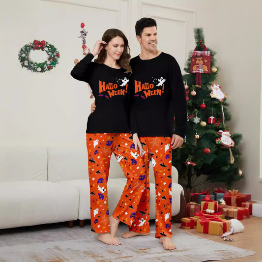 Parent-child Pajamas Long Sleeve Two-piece Set Eye Letter Printed Homewear