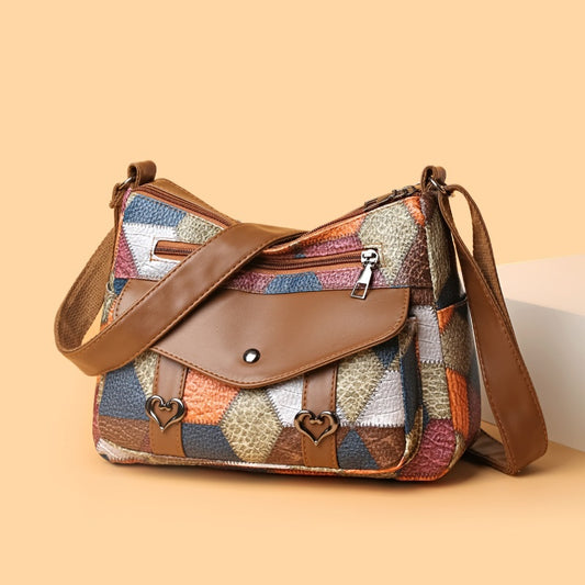 Women's Shoulder Bag All-match Retro Patchwork Contrast Color