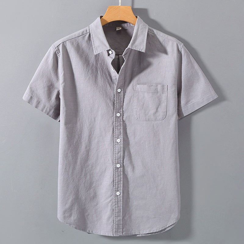 Men's Linen Short-sleeved Lapel Shirt