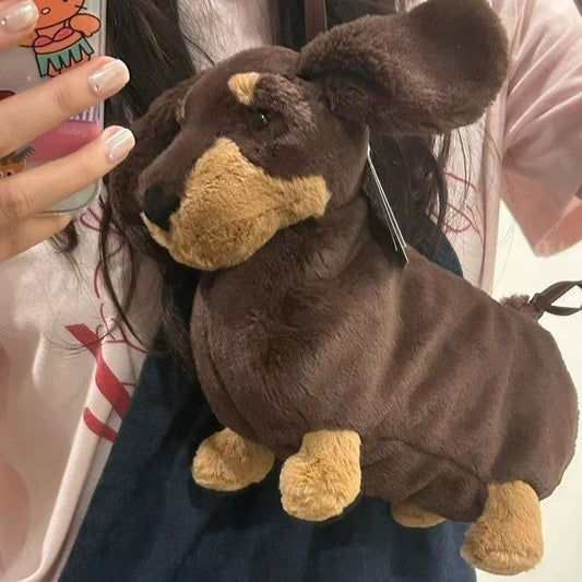 Plush Doll Sausage Dog Doll Crossbody Shoulder Bag