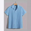 European And American New Striped Shake Stripe Flip Collar Short Sleeve Shirt