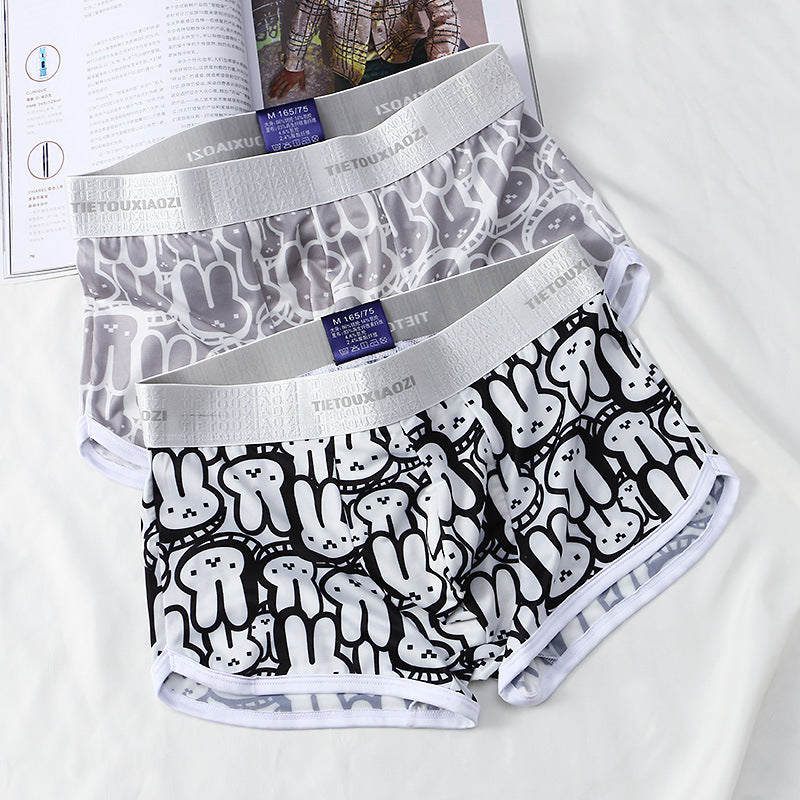 Men's Personalized Printed Nude Feel Boxer Ice Silk Underwear