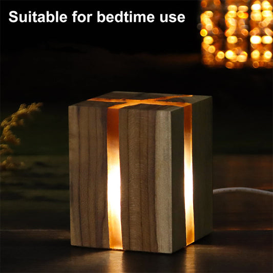 Creative Table Lamp Adjustable Bedside No Glare Decorative Wood Brown Color Led Desk Lamp With USB Charging Night Light For Bedroom Brown