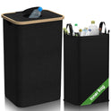 Bamboo With Lid Storage Basket Removable Recycling Bottle Storage Basket