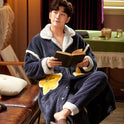 Men's Fleece Thickened Long Coral Fleece Pajamas Set