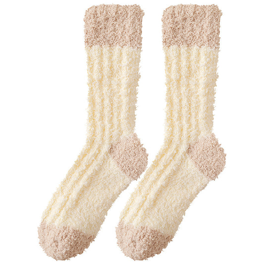 Coral Fleece Socks Women's Thickened Thermal Middle Tube