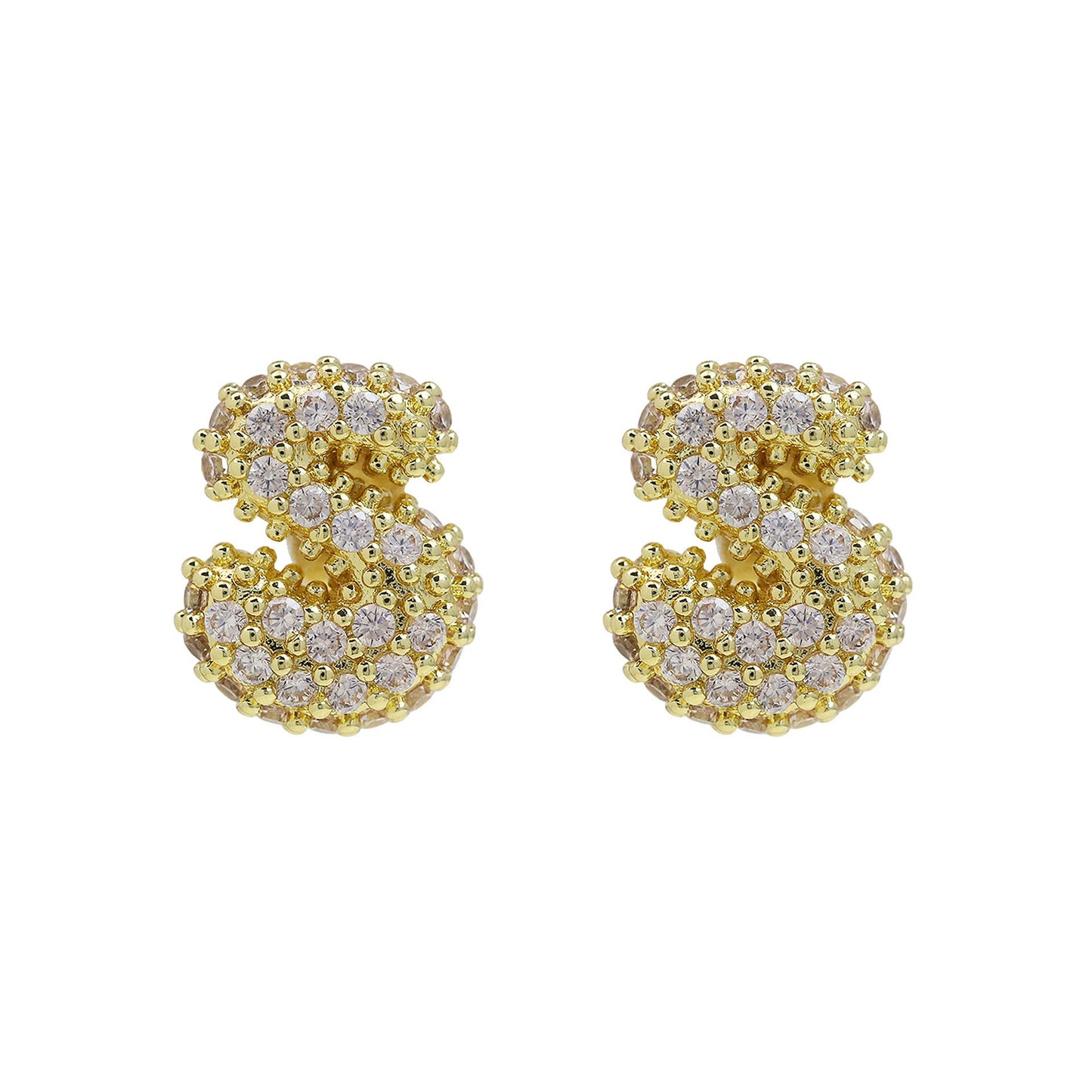 18K Brass Balloon Bubble Zircon Small Size Stud Earrings