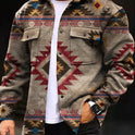 European And American Button Coat Printing Casual Jacket Coat