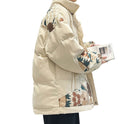 Thickened Warm Embroidered Stand Collar Cotton Coat