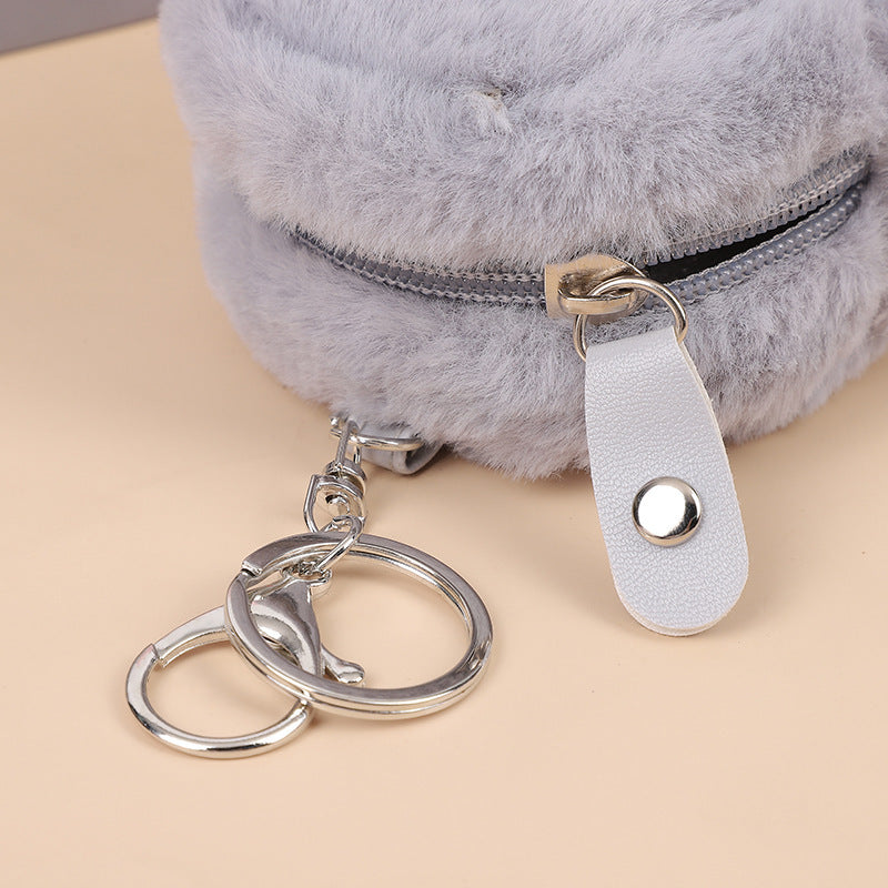 Plush Mini Wallet Small Earphone Storage Key Case