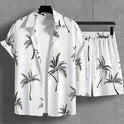 Printed Casual Men's Shirt And Shorts Two-piece Set