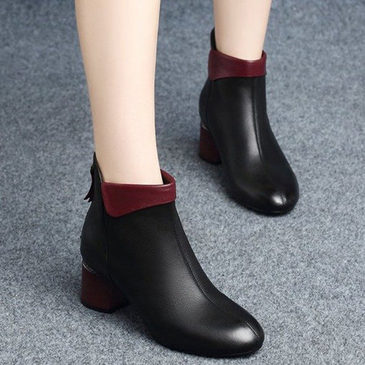 Good With Thick Heel Round Toe Martin Boots Women's Mid-heel Short Tube