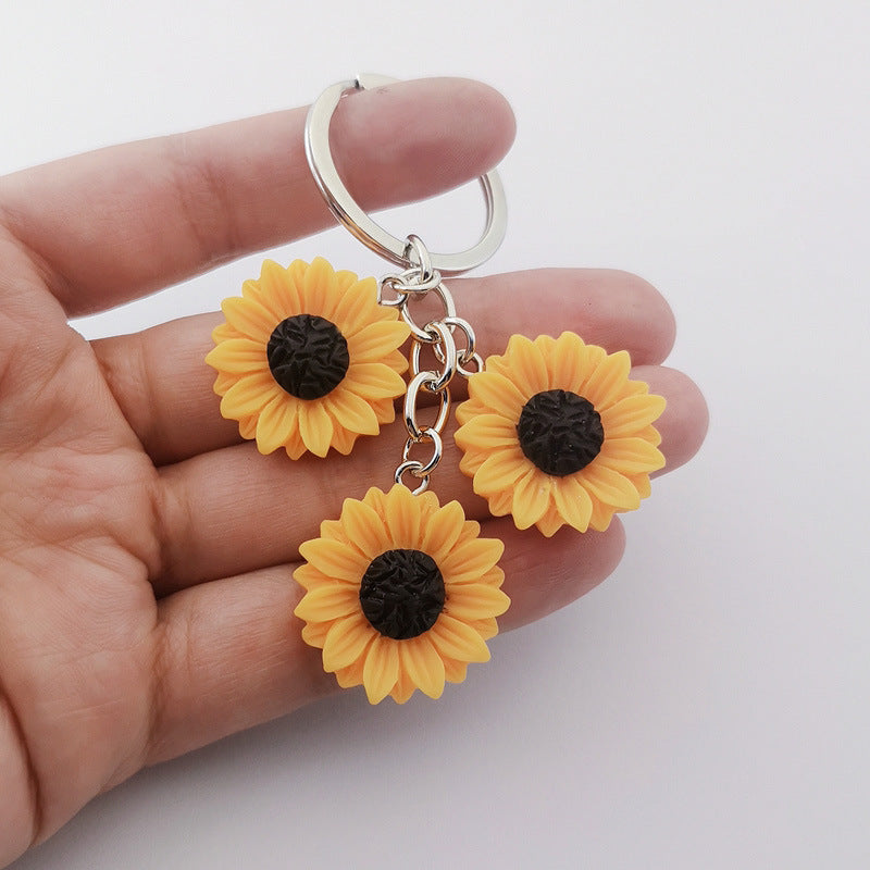 Golden Sunflower Keychain Cute Simple Bag Luggage Pendant