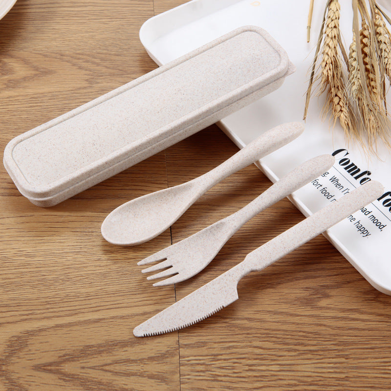 Western Tableware Cutlery Three-piece Set Wheat Straw Cutlery Set