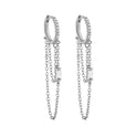 Silver Needle Chain Tassel Design Micro-inlaid Color Zircon EAll-match Earrings