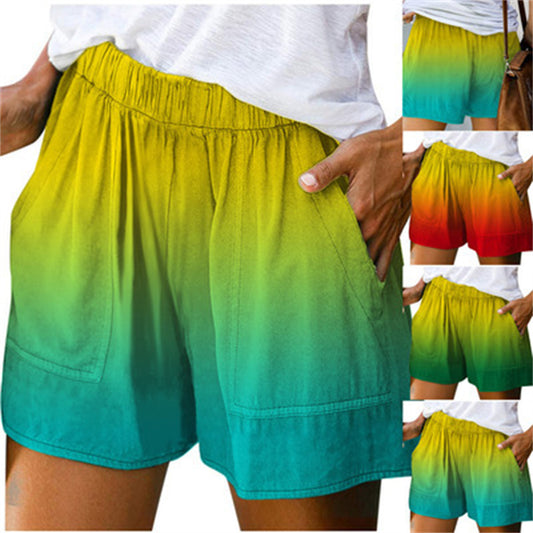 Women's Fashion Gradient Color Pocket Wide Leg Shorts