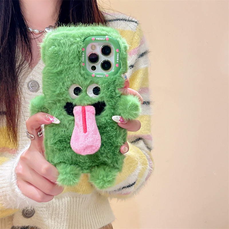 Funny Sticking Tongue Out Cartoon Plush Suitable Phone Case Drop-resistant