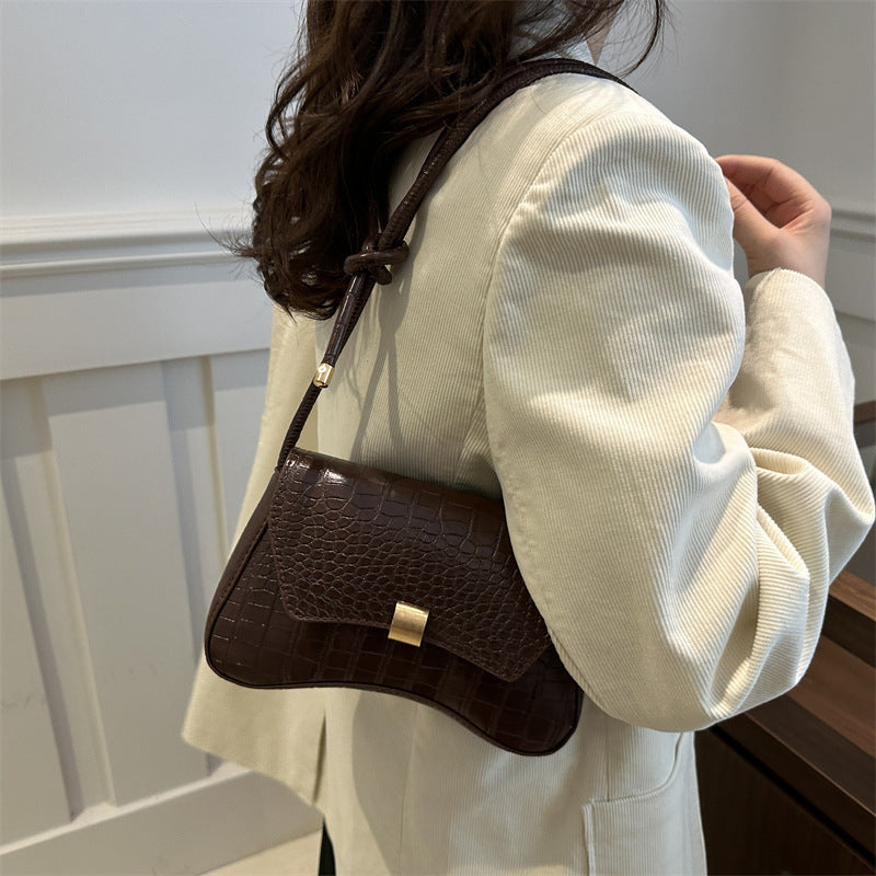 Trendy Retro Lock Simple Underarm Small Square Shoulder Bag