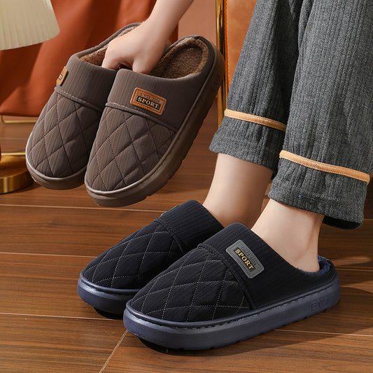 Men's Home Slippers Winter Warm Plush House Shoes Indoor Non-slip Floor Bedroom Slipper Casual All-match Shoes