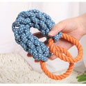 Pet Dog Toy Double-ring Chewable Cotton Knot Toy Tooth Cleaning Durable Braided Bone Rope Pet Teething Toy Pet Supplies