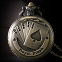 Retro Playing Cards Straight Flush Quartz Pocket Watch