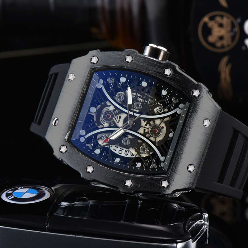 Automatic Quartz Hollow Luminous Waterproof Barrel-shaped Men