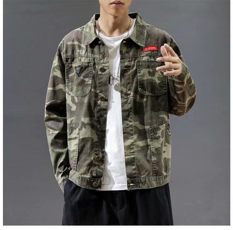 Men's Fashion Camouflage Polo Collar Jacket