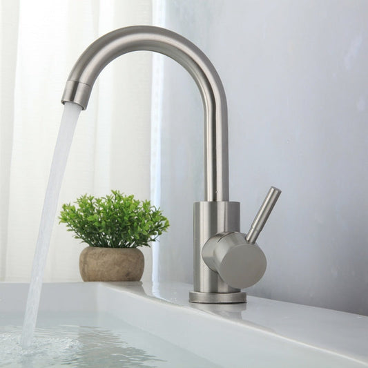 Stainless Steel Basin Hot And Cold Single Hole Faucet Rotatable