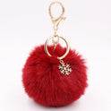 Christmas Snowflake Plush Key Chain Alloy Bag Pendant