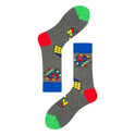 Men's Mid-calf Colorful Cubic Guitar Cat Face Cotton Socks