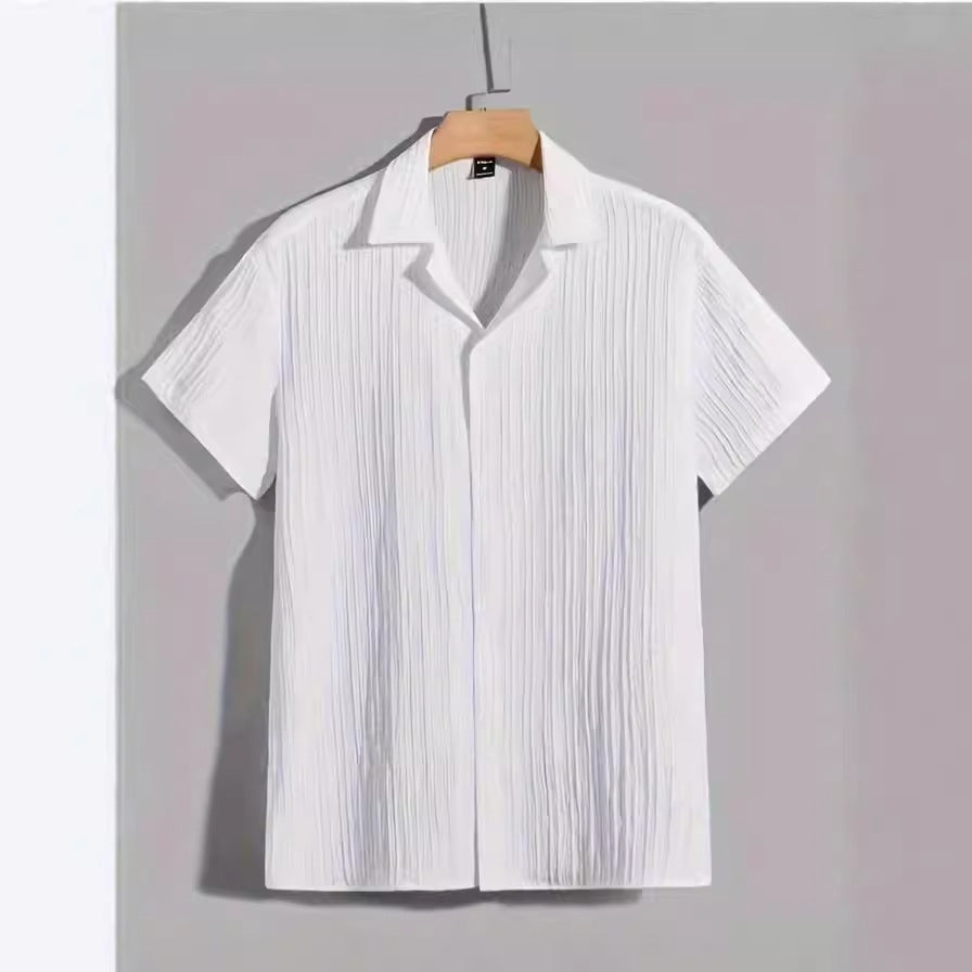 European And American New Striped Shake Stripe Flip Collar Short Sleeve Shirt