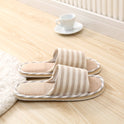 Striped Linen Four Seasons Indoor Slippers Cotton Linen Couple Non Slip Soft Bottom Home Wooden Floor Slippers