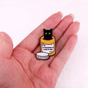 Black Cat Medicine Bottle Brooch Anti-depression Medical Prescription Badge