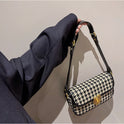 Women's Houndstooth One Shoulder Underarm Baguette Bag