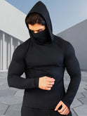 Men's Sports Tight Shaping Mask Scarf Hat One-piece Long Sleeves